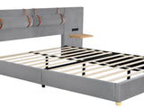 Queen Upholstered Platform Bed, Two Outlets and USB Charging Ports on Both Sides, Two Bedside WF324746AAE