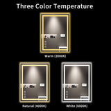 32x24 Inch IP54 Waterproof Bathroom Vanity Mirror - Anti-Fog LED, Front/Backlit, Touch Control, High W3377P309970