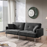 ZUN 84.6 Inches Extra Long Futon Adjustable Sofa Bed, Modern Tufted Fabric Folding Daybed Guest Bed, B082111418