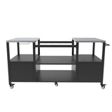 Outdoor Grill Table for Big Green Egg Style BBQ, Metal Grill Cart with Storage Box, Compatible with 42409360