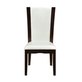 ZUN Modern Contemporary Dining Side Chairs Set of 2 White Faux Leather Upholstered Espresso Finish B011P255723