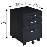 Black and Chrome 3-Drawer Rectangular File Cabinet B062P184517
