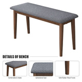 ZUN 2PCS Upholstered Benches Retro Upholstered Bench Solid Rubber Wood for Kitchen Dining Room Grey and W69177437