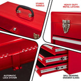 ZUN Metal Tool Box with 4 Drawers Portable Steel Tool Chest with Metal Cylinder Lock and Latch Closure, W3037P241995