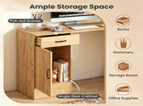 Reversible L-Shaped Computer Desk, Oak Finish Corner Writing Desk with Drawer & Storage Cabinet, 15869788