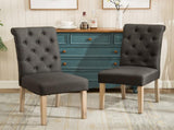 Habit Solid Wood Tufted Parsons Dining Chair, Set of 2, Charcoal T2574P164542