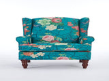 Modern Accent with Retro Wood Legs, Comfy Upholstered Armchair, Floral Design Single Sofa 90825210
