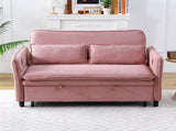 65.74-inch pink letter striped fabric multi-functional sofa bed, suitable for bedrooms and living W3371P311783