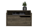 Winchester Floating Nightstand, Modern Dual-Tier Design with Spacious Single Drawer Storage, Dark B097P199740