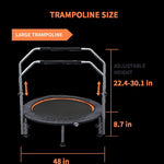 ZUN 48" Foldable Mini Trampoline Max Load 330lbs/440lbs, Fitness Rebounder with Adjustable Foam Handle, 13163777