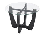 23.5 inch round glass table, black round table center table with glass top, small W487P317840