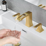 Bathroom Faucets for Sink 3 Hole Nickel Gold 8 inch Widespread Bathroom Sink Faucet with Pop Up W1932P181974