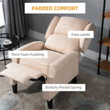 ZUN Cream White Recliner Chair. Wingback Single Sofa with Vibration Massage, Heat, Push Back 88696521