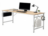 Oak-colored SG001FD P2 particleboard iron pipe 160cm cut-out computer desk with non-woven fabric 43148674
