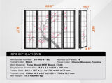 4-Panel Japanese Room Divider Screen, Wooden Folding Privacy Screen for Indoor Use, Portable 56031541