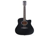 Matte black 41-inch Dreadnought barrel-shaped cutaway acoustic guitar with pick, strings, capo, gig 65286238