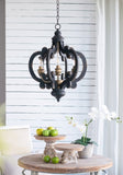 French Country Wood Chandelier, 6-Light Farmhouse Pendant Light Fixture with 28" Adjustable Chain W2078137918