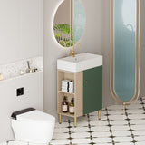 21.6" Open-shelving Bathroom Vanity with Ceramic Sink and Soft-Closing Door, Cloakroom Open Shelf 46799268