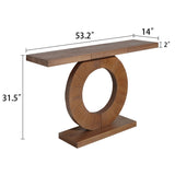 53.2in Modern Minimalist Wooden Console Table Circular Base Wooden Console Table Elegant W2729P270750