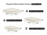 Cushion Covers for 7 Pcs Wicker Rattan Sectional Sofa, 14Pack Cushion Slipcovers Set W419P460549