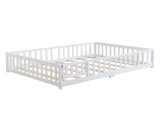 Twin Size Floor Bed with Door,Solid Wood Platform Bed Frame with Fence,Suitable for children,Pine W495123237