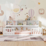 Versatile Floor Bed with Bookcase - White 89366824