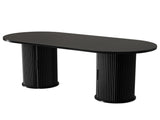 70.9" Oval Dining Table for 6 People, Fluted Cylindrical Pedestals with Roll-up Door Storage 29466713