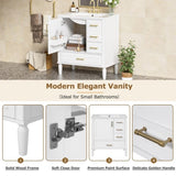30" Bathroom Vanity with Ceramic Sink, Soft-Close Door with Built-in Shelf, Deep Standard N729P184479K