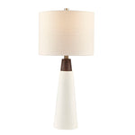 ZUN Triangular Ceramic and Wood Table Lamp B03596586