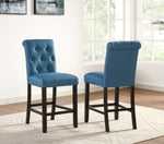 ZUN Leviton Solid Wood Tufted Asons Counter Height Stool, Set of 2, Blue T2574P165114