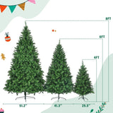 8FT, 6FT, 4FT Pre-Lit Green Pine Artificial Christmas Tree, Set of 3 Hinged Xmas Trees with 820 N704P198464F