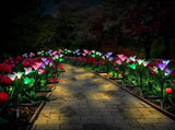 4 packs of solar lights, with 16 larger artificial lilies, multi-color color changing lights, solar 34577236