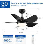 ZUN 30 In Intergrated LED Ceiling Fan Lighting with Matte Black ABS Blade W1367P182805