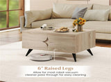 31.5" Multi-Storage Coffee Table - 3-Door CabinetBack Open Compartment, Natural Wood Texture 11870095
