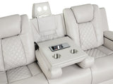 BENZ LED & Power Reclining Sofa Made With Faux Leather in Ice 659436286627