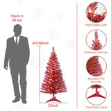 4FT Red Christmas Tree with 50 UL Lights, 122 PVC Tips Prelit Artificial Holiday Tree for Indoor 52361285