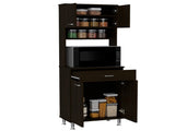 Santa Maria 1-Drawer 1-Shelf Area Pantry with Adjustable Metal Legs Black Wengue B06280023