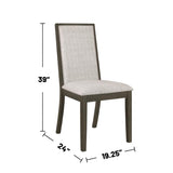 ZUN Set of 2 Beige Fabric Upholstered Dining Chairs, Dark Grey B016P227297