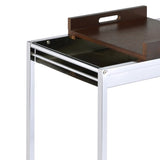 Chrome and Brown Serving Cart with Stemware Shelf B062P184578