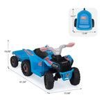 ZUN 6V Kids Electric ATV, Toddler Ride on Car with Trailer, Music, Bluetooth Power Display for Boys W2181P164288