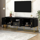 ZUN U-Can Modern TV Stand for TV up to 70 Inches,TV Cabinet with 1 Drawer, 2 Cabinets and Metal Legs, N724P198472B