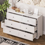 ZUN 6 Drawers Elegant Design Wooden Dresser, Retro Style Storage Cabinet with Metal Handles for Bedroom, N733P199705K