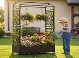 5.5 FT Raised Garden Bed with Trellis Self-Watering Planter Boxes with Lockable Wheels, 2 10437725