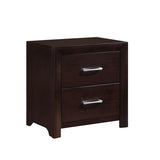 Espresso Finish Contemporary Design 1pc Nightstand of Drawers Silver Tone Pulls Bedroom Furniture B01158485