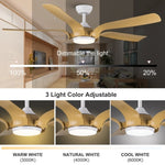 ZUN Smart 56" Integrated LED Ceiling Fan with Antique Wood in Floral Shape 91675814