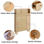 ZUN Modern minimalist storage cabinet MDF bed top cabinet Japanese rattan shoe cabinet, small home 59844581