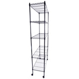 ZUN 5-Layer Plastic Coated Iron Shelf with 1.5" Nylon Wheels 165*90*35 Black 76488295