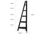 5-Shelf Corner Ladder Bookcase-Espresso 13346292