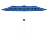 Outsunny 9.5' Double-sided Patio Umbrella with 3 Air Vents, Tilt and Crank, Outdoor Umbrella, Navy W2225P485595