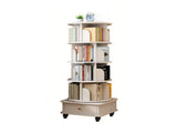 5 Tier Rotating Bookshelf, 360&deg Display Round Spinning Bookshelf with Wheels and Drawer, 05327694